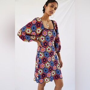 Farm Rio Crochet mini Dress Sz L lightly worn